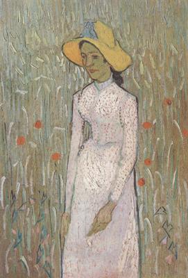 Vincent Van Gogh Young Girl Standing against a Background of Wheat (nn04) Sweden oil painting art